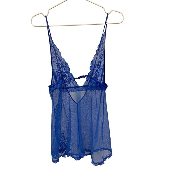 Victorias Secret Sheer Blue Lace Babydoll - Picture 2 of 2